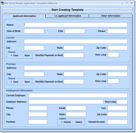 Creating Microsoft Word Rental Application Template