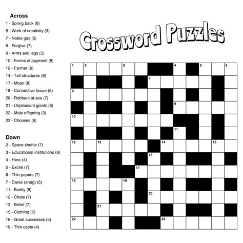 Creating Printable Crossword Puzzle Sheets