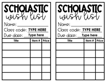 Creating Your Own Scholastic Wish List Printable