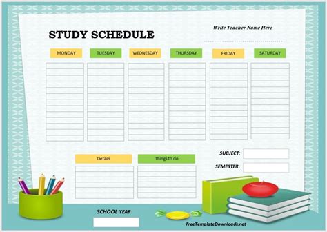 Creating Study Schedule Template