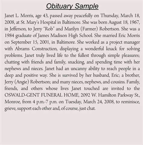 Creating Turrentine Obituary Example