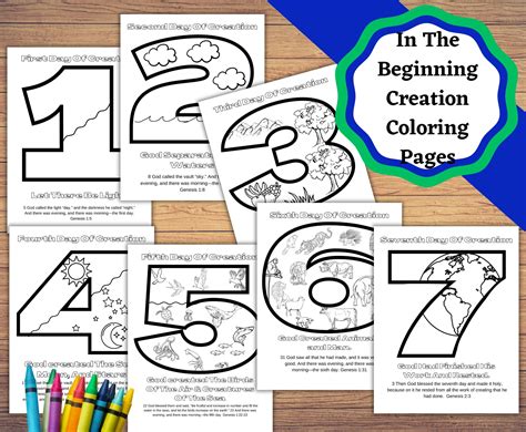 7 Days of Creation coloring pages for kids