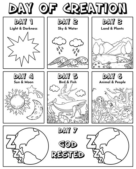 7 Days of Creation coloring pages for kids gallery