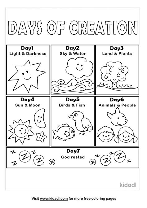 7 Days of Creation coloring pages for kids gallery