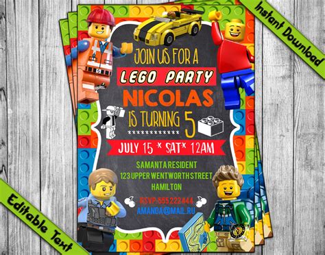 Creative LEGO invitation ideas incorporating different elements and themes