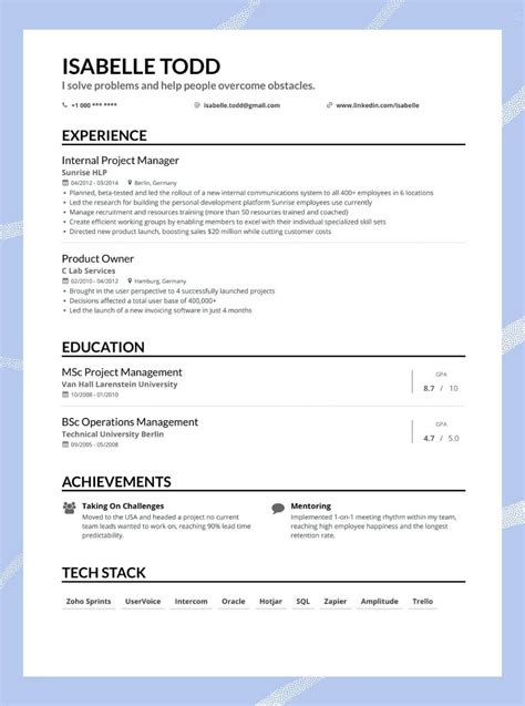 Creative Reverse Chronological Resume Template