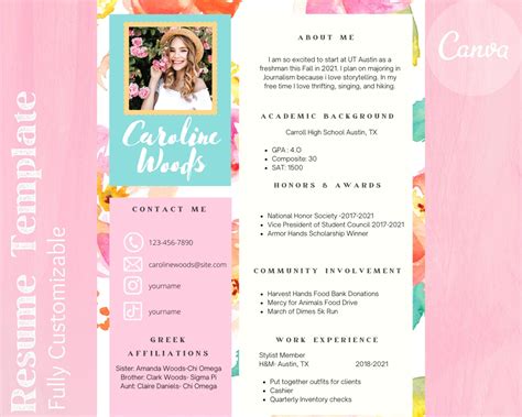 Creative Sorority Recruitment Resume Template