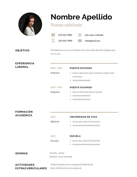 Creative Spanish Resume Template