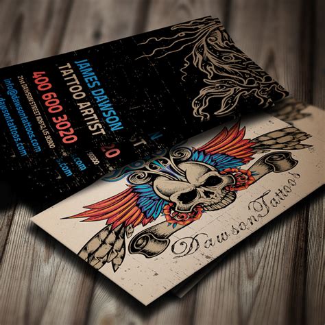 Creative tattoo artist business cards