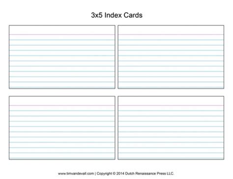 Creative Writing Index Card Template