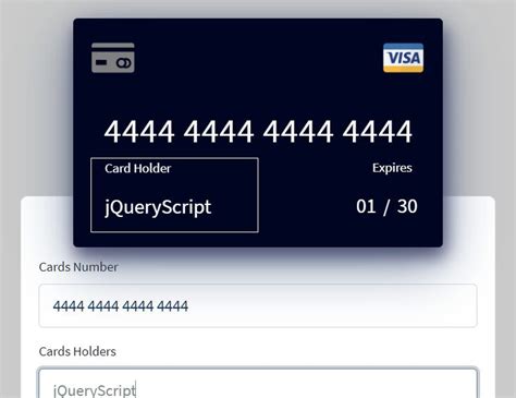 Credit card number input mask example