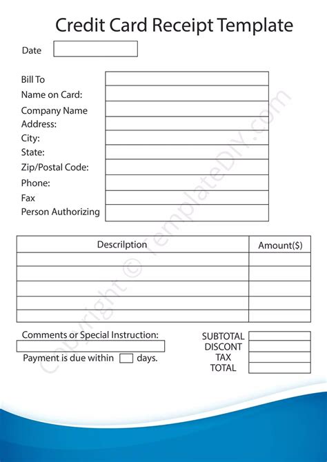 Credit Card Receipt Template