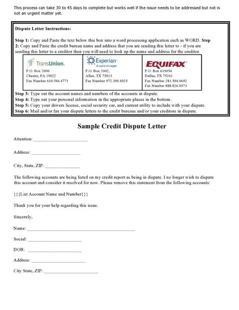 Credit Dispute Letter Template 3