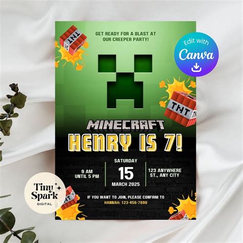 Creeper Explosion Invitation