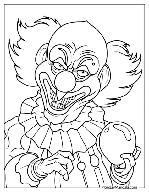 Creepy Clown Coloring Page