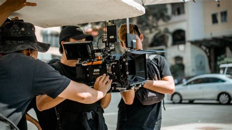 Crew member working on a film location