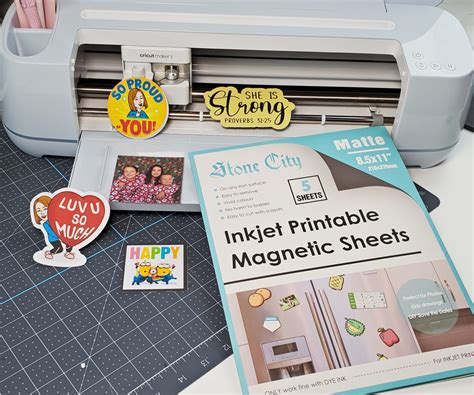 Cricut printable magnet sheets with various designs and shapes cut out