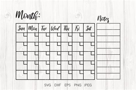 Cricut Template Svg File Calendar Svg Free Download