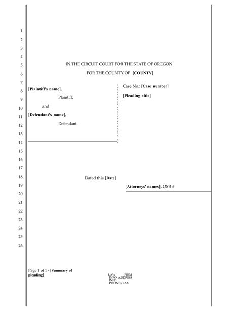 Criminal Pleading Paper Template