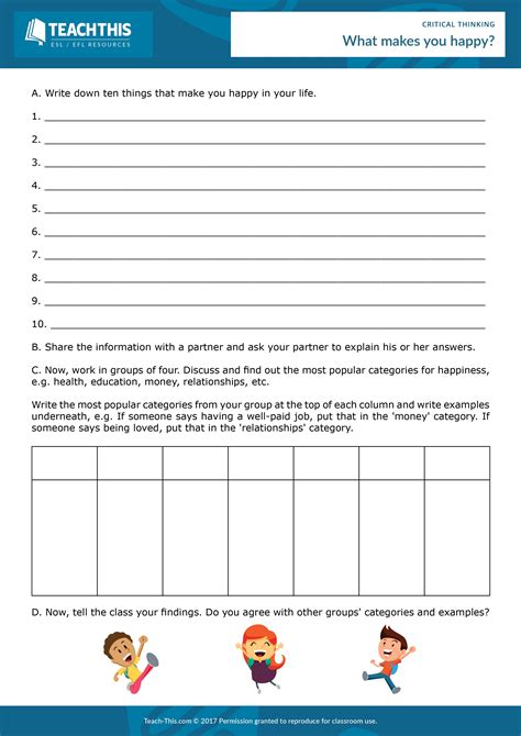 Critical thinking worksheets for 3rd grade