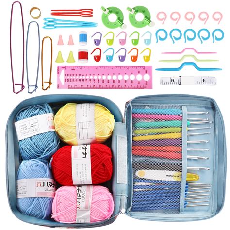 Crochet supplies, including yarn and hook