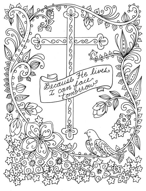 Cross Coloring Pages with Inspirational Quotes