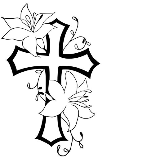 The cross with lily tattoo design