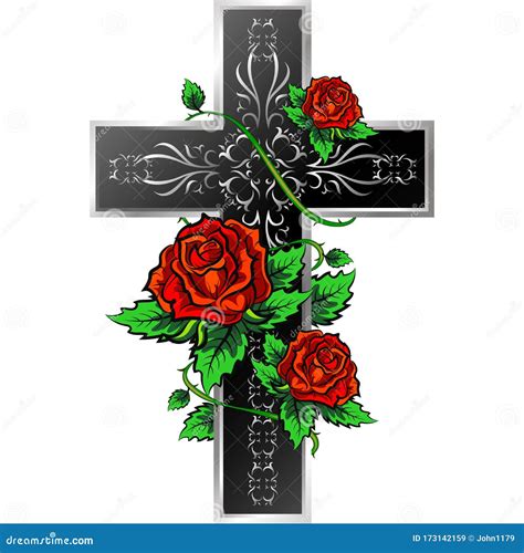 Cross with Roses Symbol