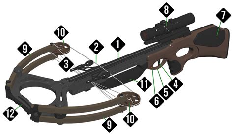 Breakdown of crossbow parts