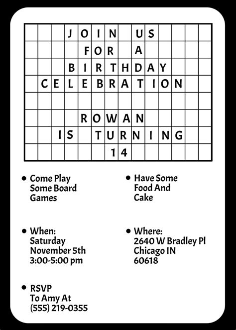 Crossword Invitation