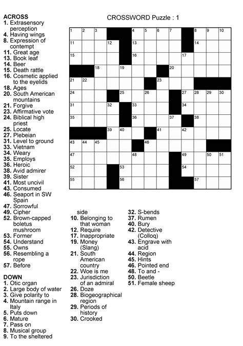 Crossword printable for adults