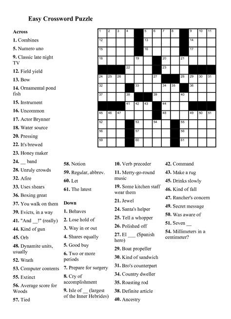 Crossword Puzzle For Beginners