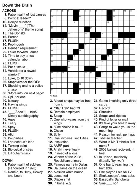 Crossword Puzzle for Seniors