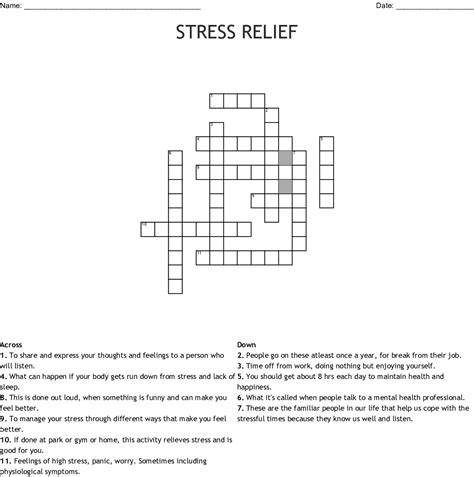 Crossword Puzzle for Stress Relief