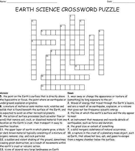 A crossword puzzle grid with science-related words and phrases