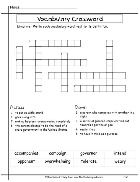 Crossword Puzzles for 4th Graders