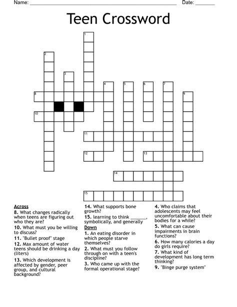 Crossword puzzles for teens image collection gallery