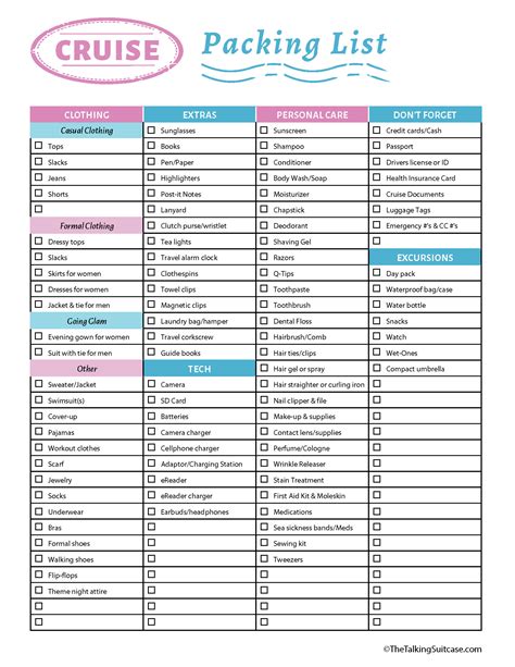 Printable Cruise Checklist