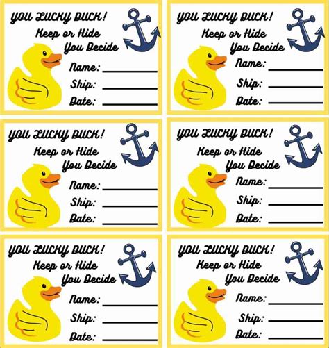 Cruise Duck Tags Template Download