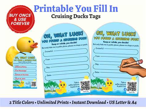 Cruise Duck Tags Template Wedding Tags