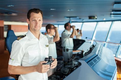 Cruise ship deck officers on the bridge