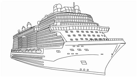 A drawing of a cruise ship with a pool and a deck