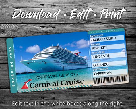 Blank Cruise Ticket Template