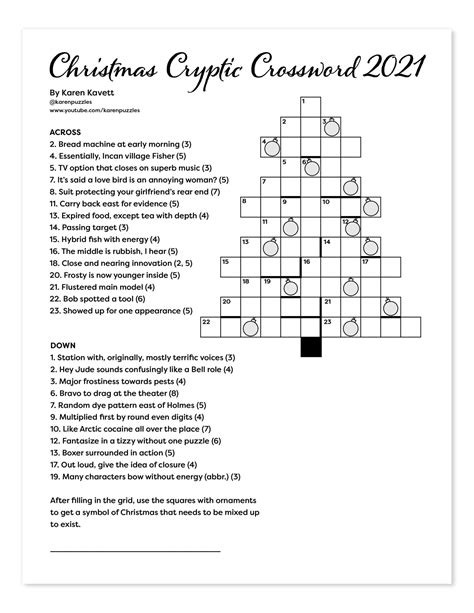 A cryptic crossword puzzle answer key