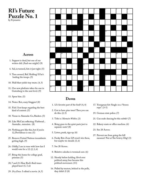 A cryptic crossword puzzle with challenging clues