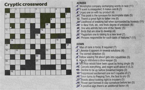 A cryptic crossword puzzle grid