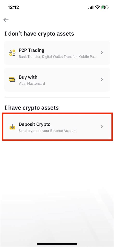 Crypto deposit method