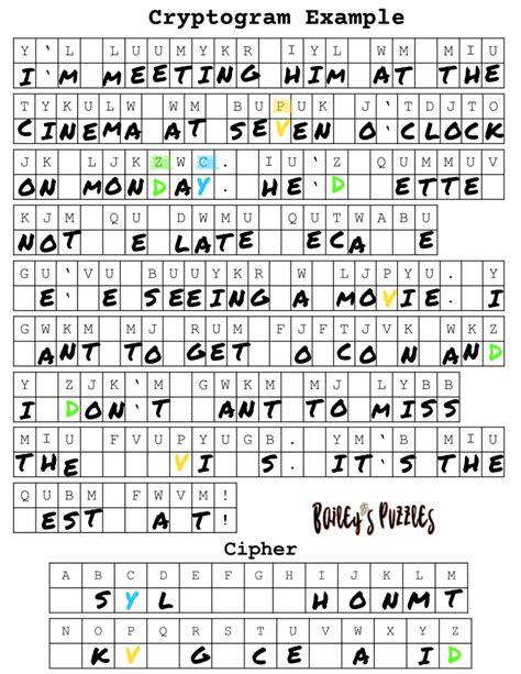 Examples of printable cryptogram puzzles