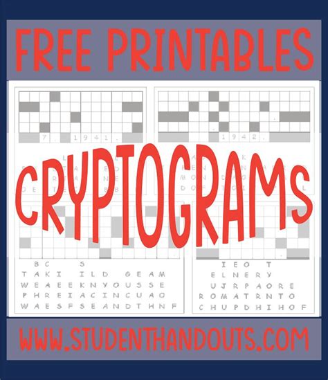 Printable cryptogram puzzles for kids and adults