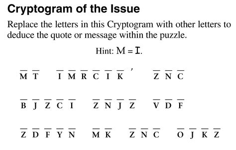 Cryptogram solution example